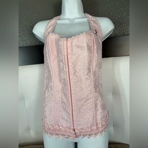 NWT Y2K VTG Fredericks of Hollywood Pink Ribbon corset Sz M/L